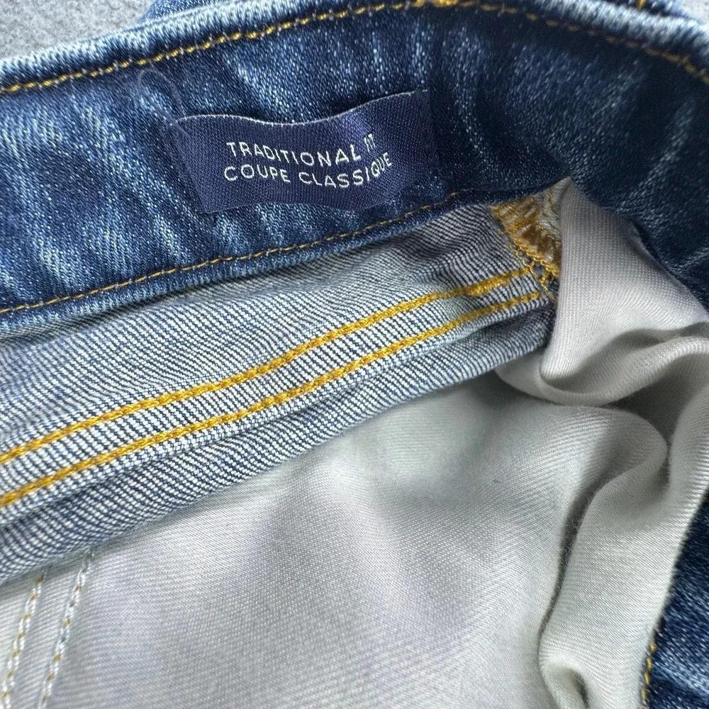 Lands' End Square Rigger Jeans Blue Med Wash Straight Denim Mens 35x30